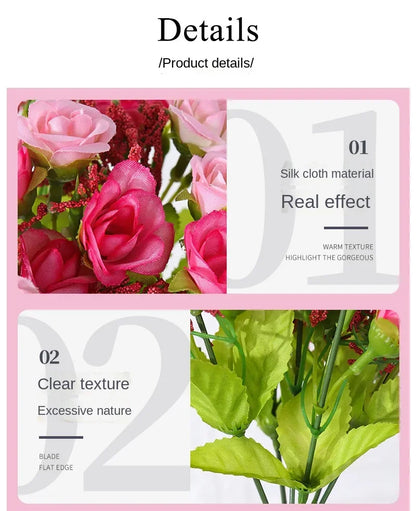 Simulated Rose Bouquet Home Decoration Small Rose Camellia Wedding Decoration Artificial Flowers Garden Decoration