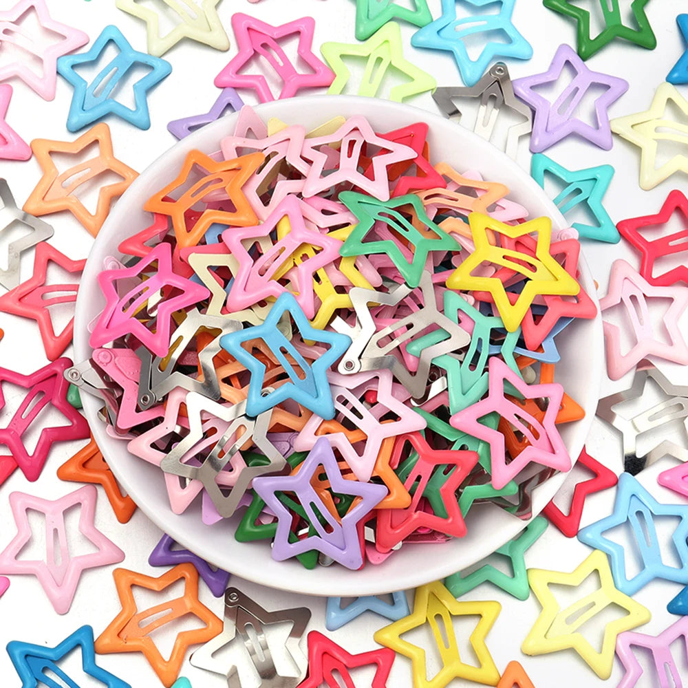 50pcs Colorful Star BB Hair Clips Girls Y2K Cute Star Barrettes Women Simple Metal Snap Clip Headdress Hair Jewelry Accessories