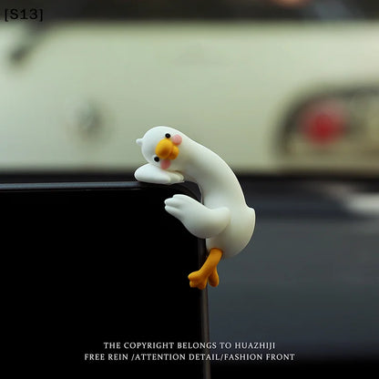 Resin Cartoon Animal Decor For Desk Car Dashboard TV Monitor Gift Idea Cute 3D Duck Figurine Mini Resin Duck Ornament Playful[Q]