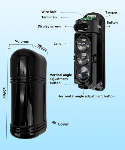 Meian Focus Wired Dual/Triple Infrared Beam Sensor, IP65 Waterproof Infrared Barrier Detector,  Infrared Barrier for Villa Farm