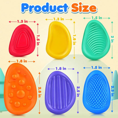 Fidget Toys Adults Sensory Silicone Stone 6 Pack Textured for Autism Kids Calming Down Fidget Stress Relief Toys Kids Gifts