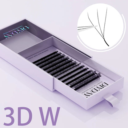 DIYDAY W-Shape Eyelash Extension 3d 4d 5d 6d 7d 8d W Lashes Natural Soft Premade Fan Bloom Effect Eye Lashes for Beauty Makeup