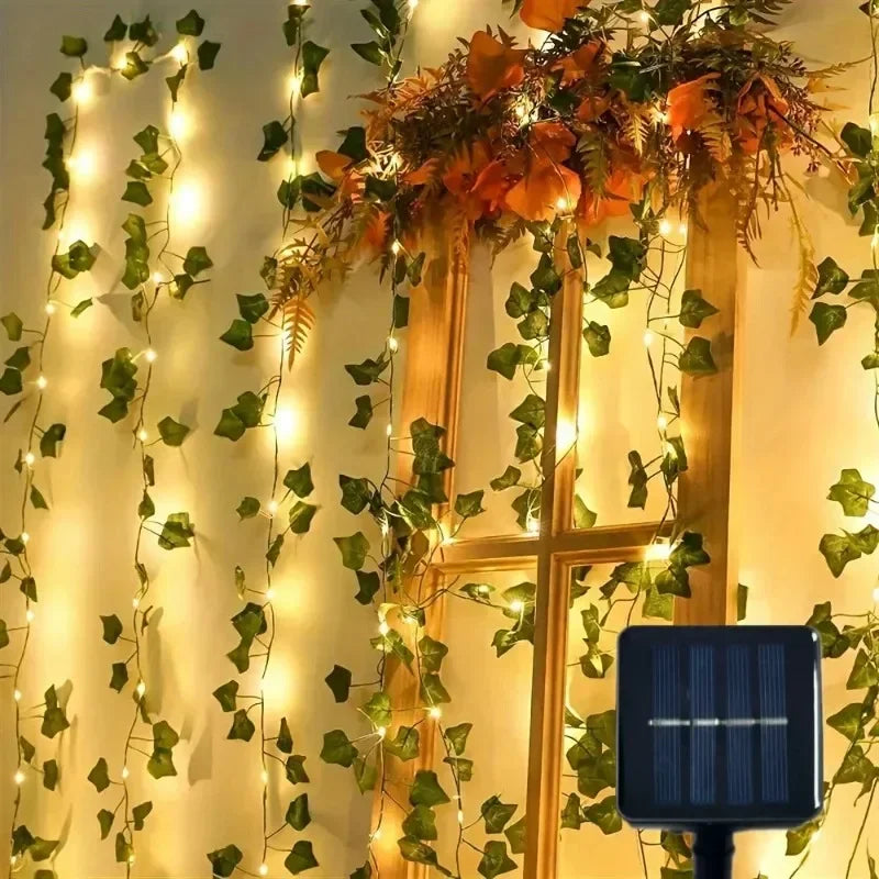 7M/12M/17M Maple Leaf Vine Fairy Lights String LED Solar Light Garden Decoration Waterproof Solar Lamp Wedding Christmas Garland