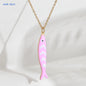 Cute Colorful Enamel Fish Pendant Necklaces For Women Girls Lovely Stainless Steel Gold Color Summer Waterproof Beach Jewelry