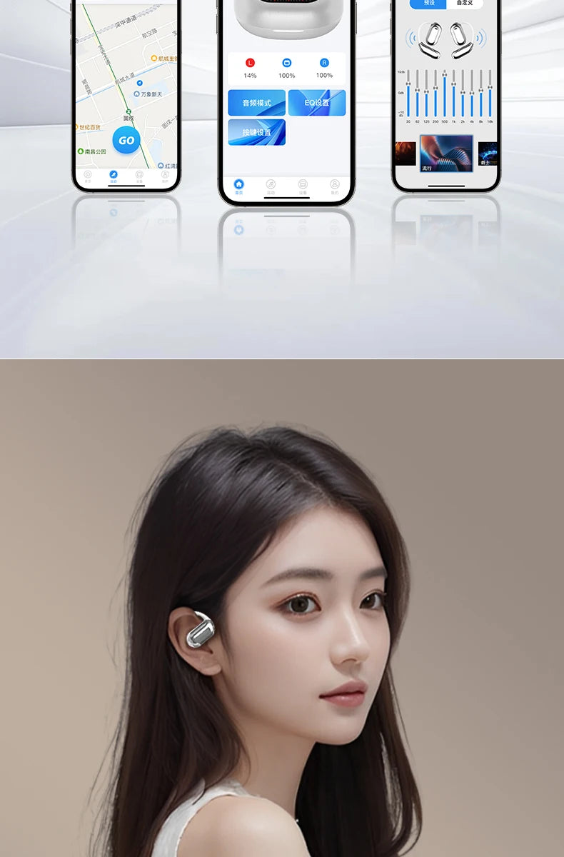 AI Translating Earbuds Real-time 144 Languages Translation Earphone Touch LCD Screen OWS Open Ear Wireless Headphone HiFi Stereo