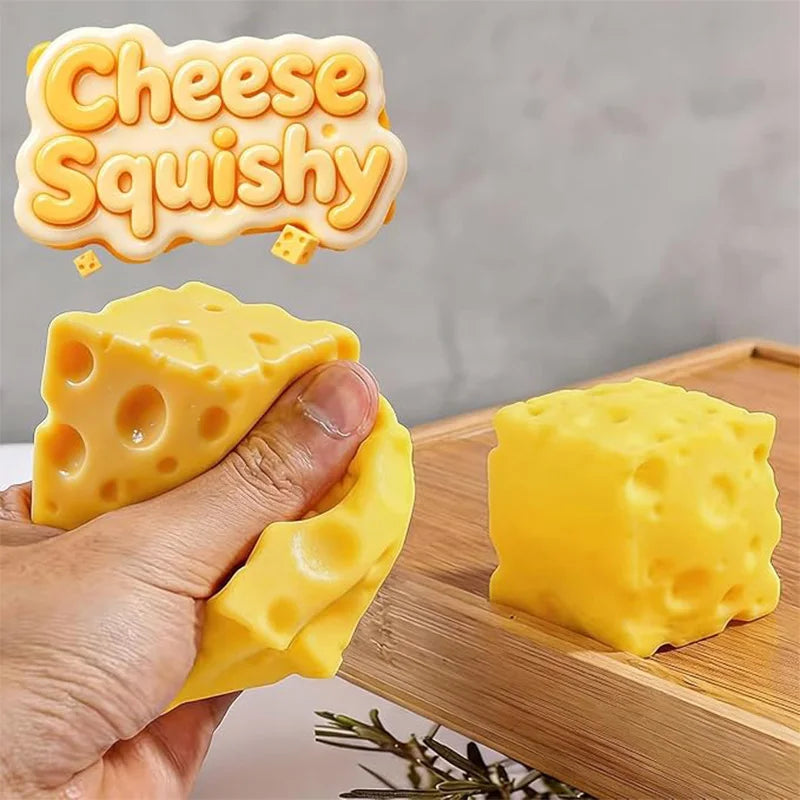 Kawaii Cheese Squishy Toy Stress Relief Fidget Toy, Soft Squeeze Cheese Block for Desk Decor, Anxiety Relief Sensory Toy for Adu