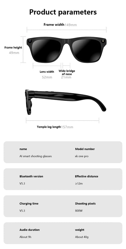 Lenovo Upgrade Smart AI Glasses 1600W HD 8K Shooting Camera Photo Video Voice Call Translation Bluetooth AI Motorcycle Glasses