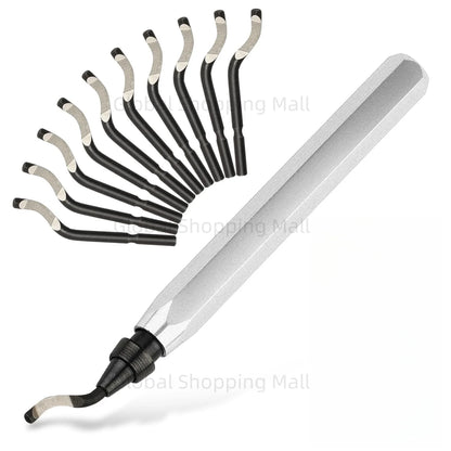 RB1000 Handle Burr Deburring Remover Cutting Tool With 10 Pcs Rotary Deburr Blade Professional Deburring Tool Kit