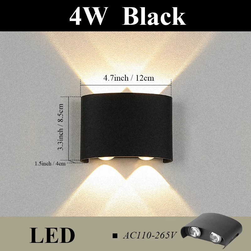 LED Wall Lamp AC110-265 IP65 Outdoor Waterproof Aluminum Wall Light Up Down luminous lighting Indoor  Stair Garden Sconce Light