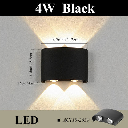 LED Wall Lamp AC110-265 IP65 Outdoor Waterproof Aluminum Wall Light Up Down luminous lighting Indoor  Stair Garden Sconce Light