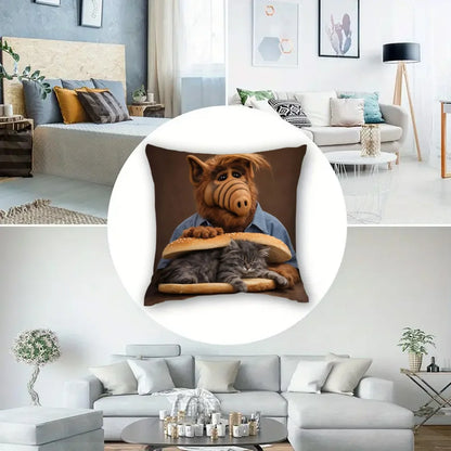 Classic TV Series A-Alf Pillow Covers Cartoon Sofa Decorative Home Double-sided Printing Short Plush Cute Cushion Cover