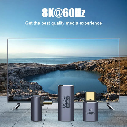 Złącze ładowarki USB 4.0 PD 100W 8K 60Hz do Macbooka 40Gbps Szybki adapter USB-C OTG U-kształtny prosty kąt męski na żeński