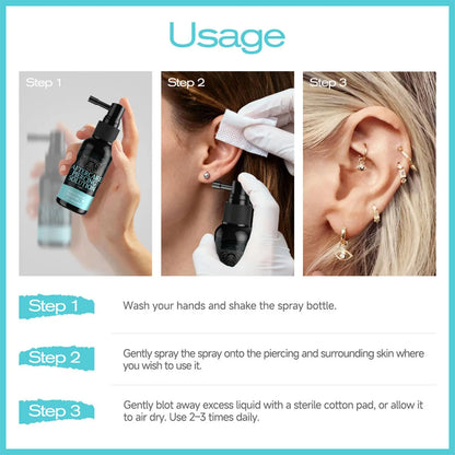 1pc After Care Piercing Solution 50ml Gentle Safe Mist Piercing Spray Aftercare For Adults Men Women Friends Daily Home Indoor