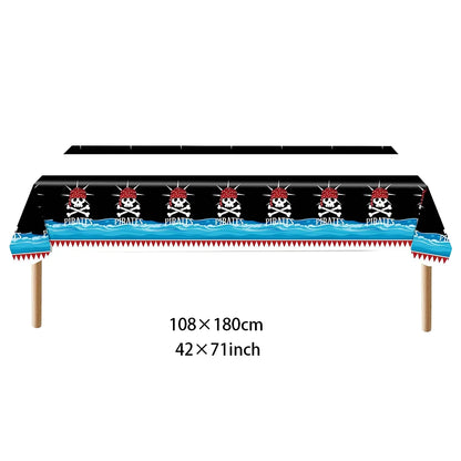 Pirate party napkins plates cups Tablecloths Banner Pirate skull balloon kids Caribbean Pirate themed birthday party decoration