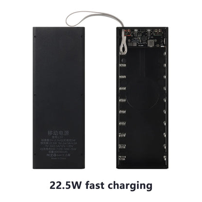 20*18650 Detachable Power Bank Case 22.5W PD QC3.0 Quick Wireless Charging DIY Shell With LED Lighting 18650 Battery Storage Box