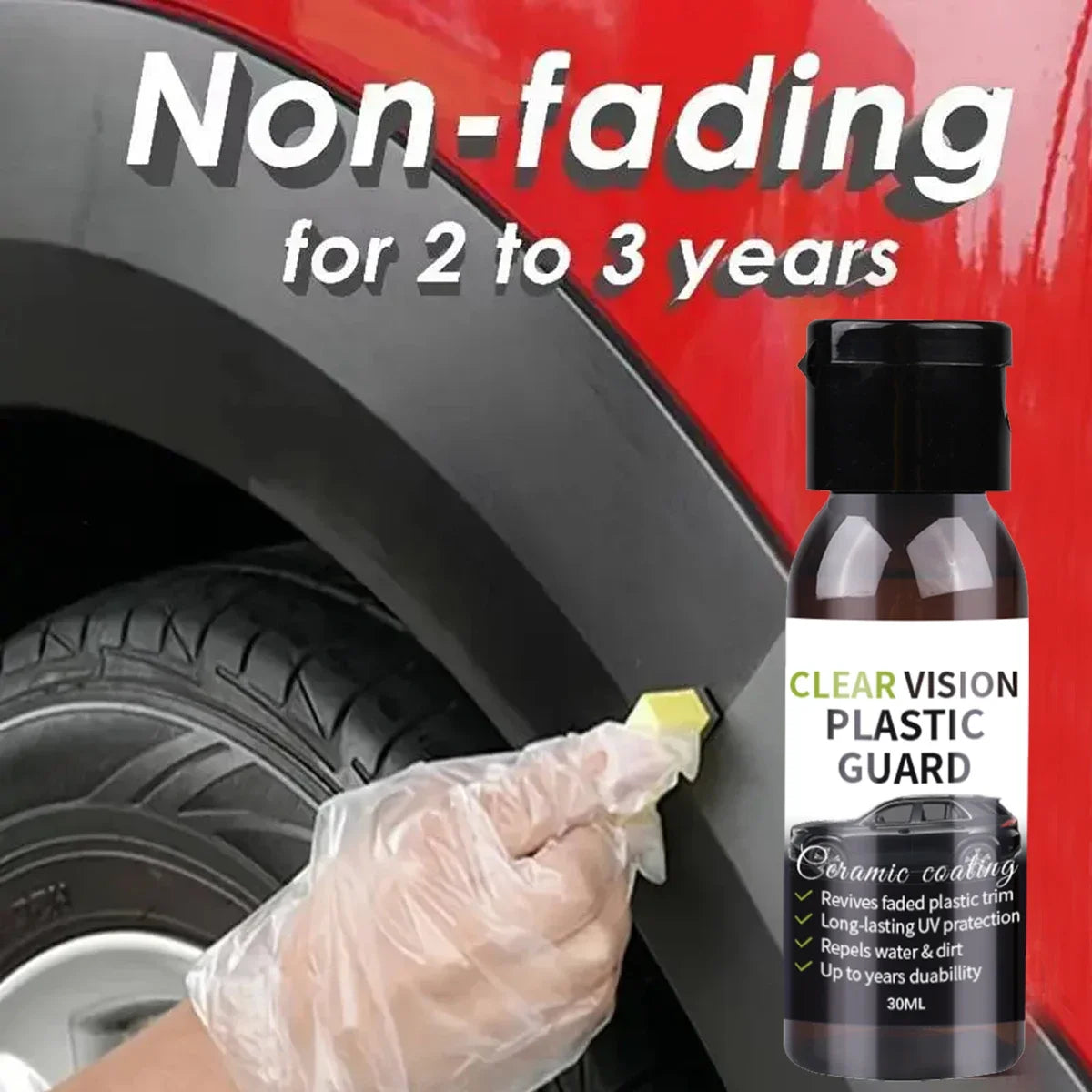 30 ml Samochodowy Odnawiacz do Plastiku Powłoka Ceramiczna Długotrwała Ochrona Naprawa Wybielanie Czarny Połysk Pielęgnacja Plastików i Gumy P9