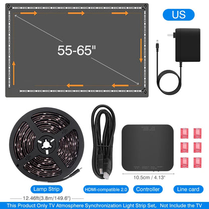 Ambient LED TV Backlights 4K Device Box Tape Screen Color Sync No Wi-Fi  No APP TV LED Strip Lights Kits RGB TV Led Backlights