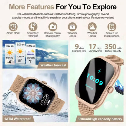 2025 New  Smart Watch Women Heart Rate Health Monitoring Voice Assistant BT Calling IP68 Waterproof Sports Smartwatch Men