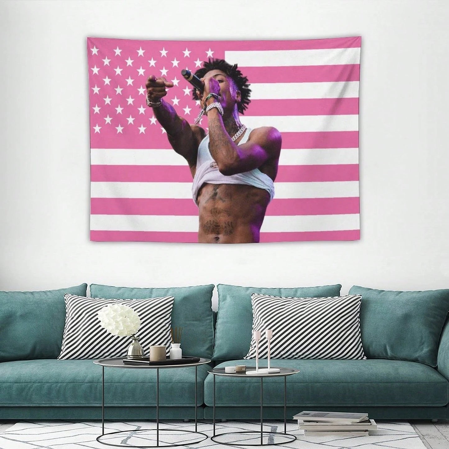 YoungBoy Rapper Tapestry, Music Art Poster Flag for Room Aesthetic, Bedroom, Living Room, Home Office, Dorm & Party Decor