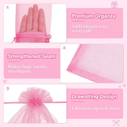 100/10pcs Multi-size Organza Bags Transparent Mesh Jewelry Candy Pouches Wedding Party Baby Shower Gift Drawstring Packaging Bag