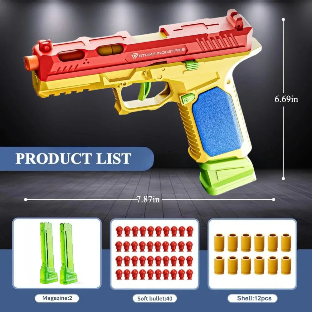 SIG17 Hanging Toy Gun Continuous Firing Building Block Pistol Shell Throwing Airsoft Blowback Toy Outdoor Shooting for Children
