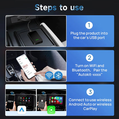 CarlinKit 5.0 & 4.0 Wireless Android Auto Wireless CarPlay Adapter Online Upgrade Plug And Play 2.4G&5Ghz Connect CarPlay Ai Box