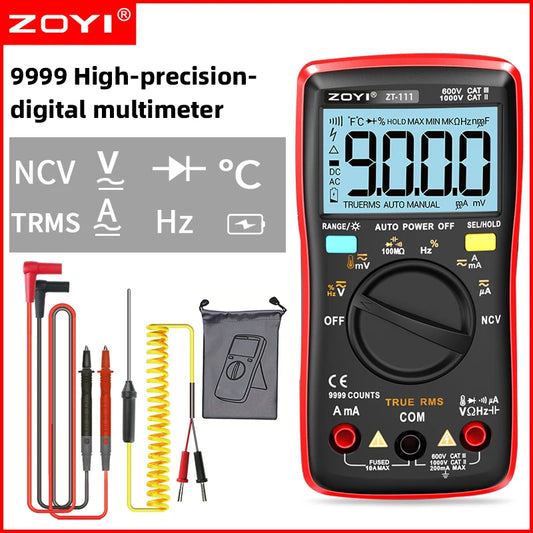 ZOYI 9999 Counts True RMS Digital Multimeter Auto Range Anti-Burn NCV AC DC Voltage Current Temperature Electrician Tester