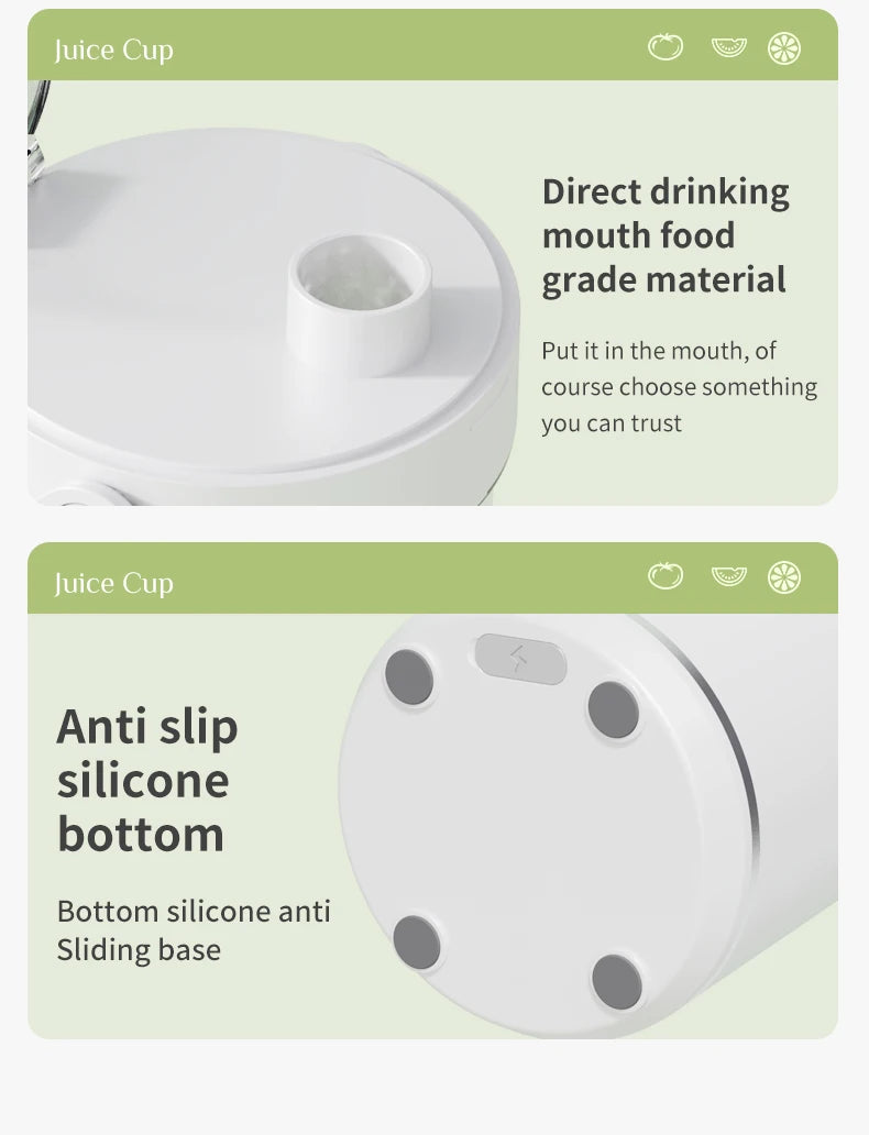 Portable 600ML Juicer Cup 12 Blades for Shakes Smoothies Rechargeable USB Traveling Fruit Juicer Double Cup Fruit Blender