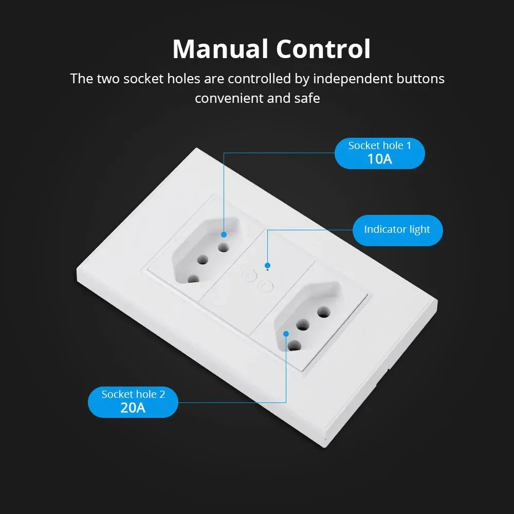 Zemismart Zigbee Smart 10A 20A Brazil Socket Light Switch with Outlets Work with Tuya Smart Life App Alexa Google Home Control