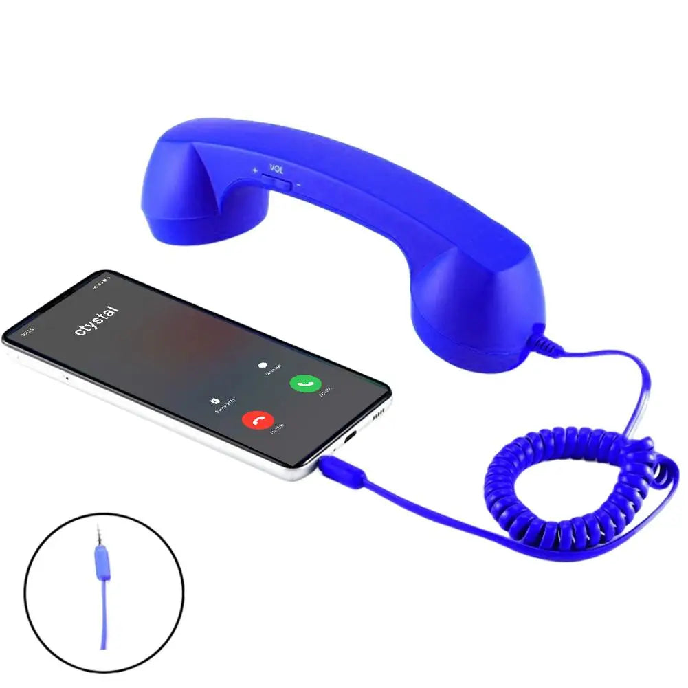 3.5mm Universal Retro Telephone Handset Retro Telephone Receiver Handset Mini Microphone Speaker for Mobile Phones Computers