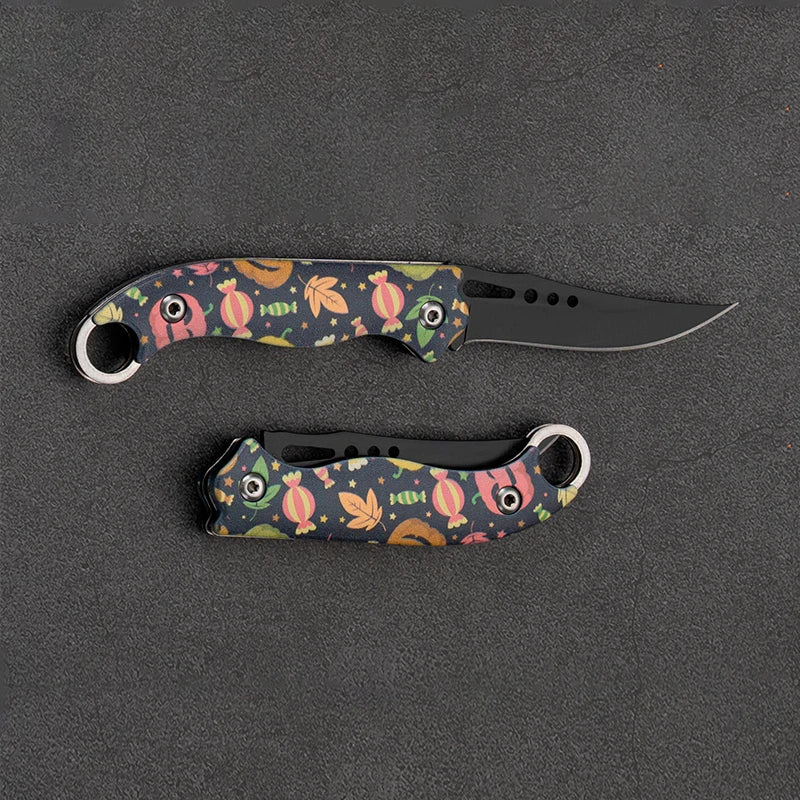 Pocket Portable Mini Folding Knife Stainless Steel Self-defense EDC Multi-purpose Camping Camp tools Halloween style