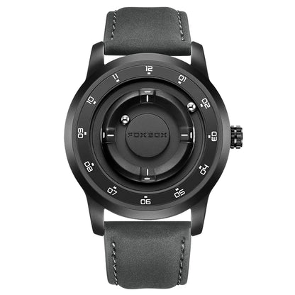 FOXBOX Watch Planet Design Fashion Floating Magnetic Pointer Free Ball Bearing Creative Simple Waterproof Quartz Watch for Men