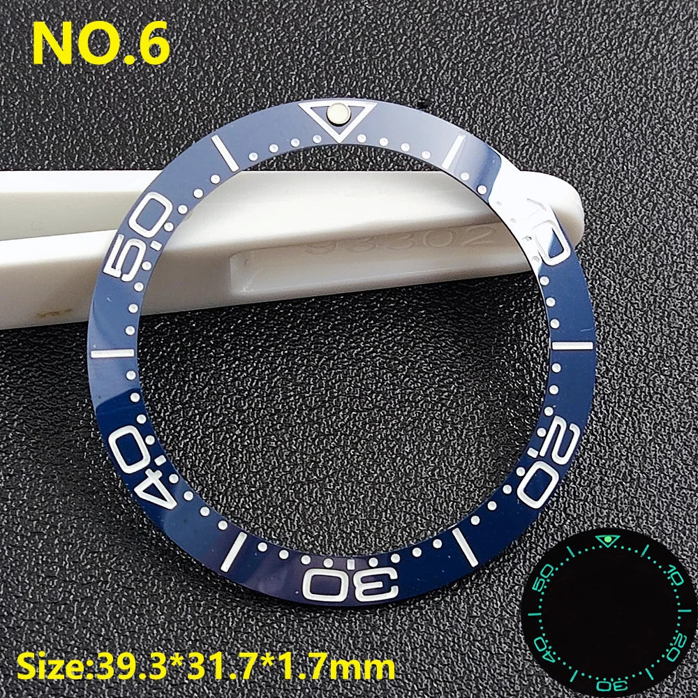 39.3*31.7 or 40.7*32.7mm Sloping Luminous Ceramic Bezel Insert Replacement of watch accessories Ceramic Bezel Insert