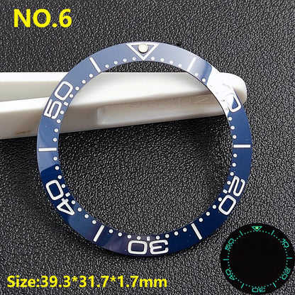 39.3*31.7 or 40.7*32.7mm Sloping Luminous Ceramic Bezel Insert Replacement of watch accessories Ceramic Bezel Insert
