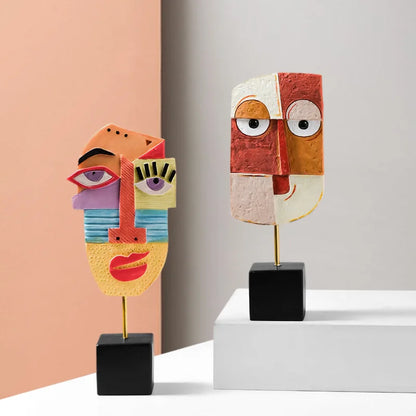 Abstract Facial Art Ornaments INS Nordic Style Home Resin Crafts Creative Living Room Wine Cabinet Decoration and Decoration