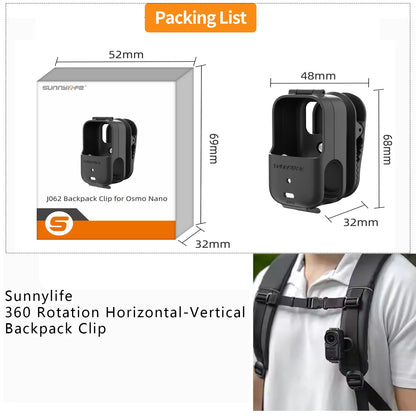 Sunnylife Accessories For DJI Osmo Nano Backpack Clip Magnetic Holder Mount Len Case Bag Protection Expansion Bracket Silicone