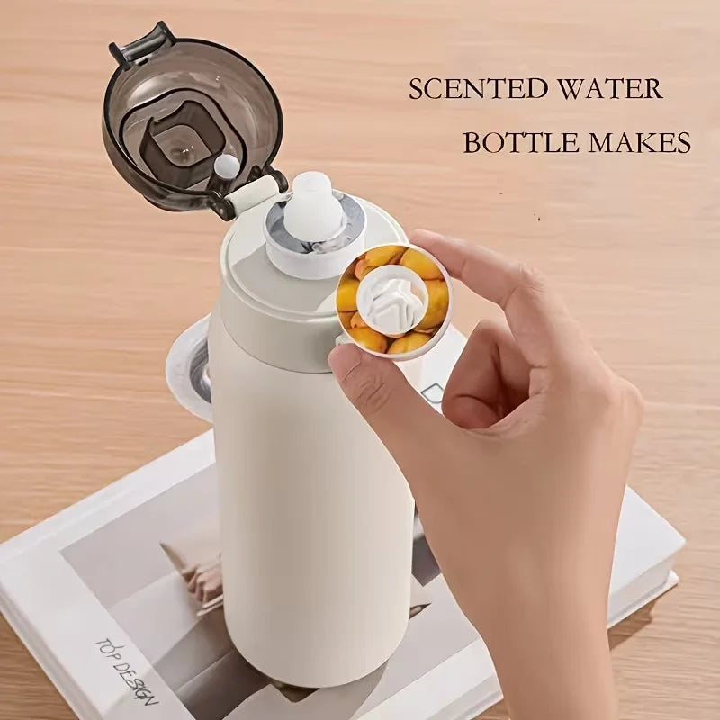 LUSQI 304 Stainless Steel Vacuum Insulated Water Bottle With 7 Flavor Pods 600/800ml Portable Thermos Outdoor Sports Water Cup