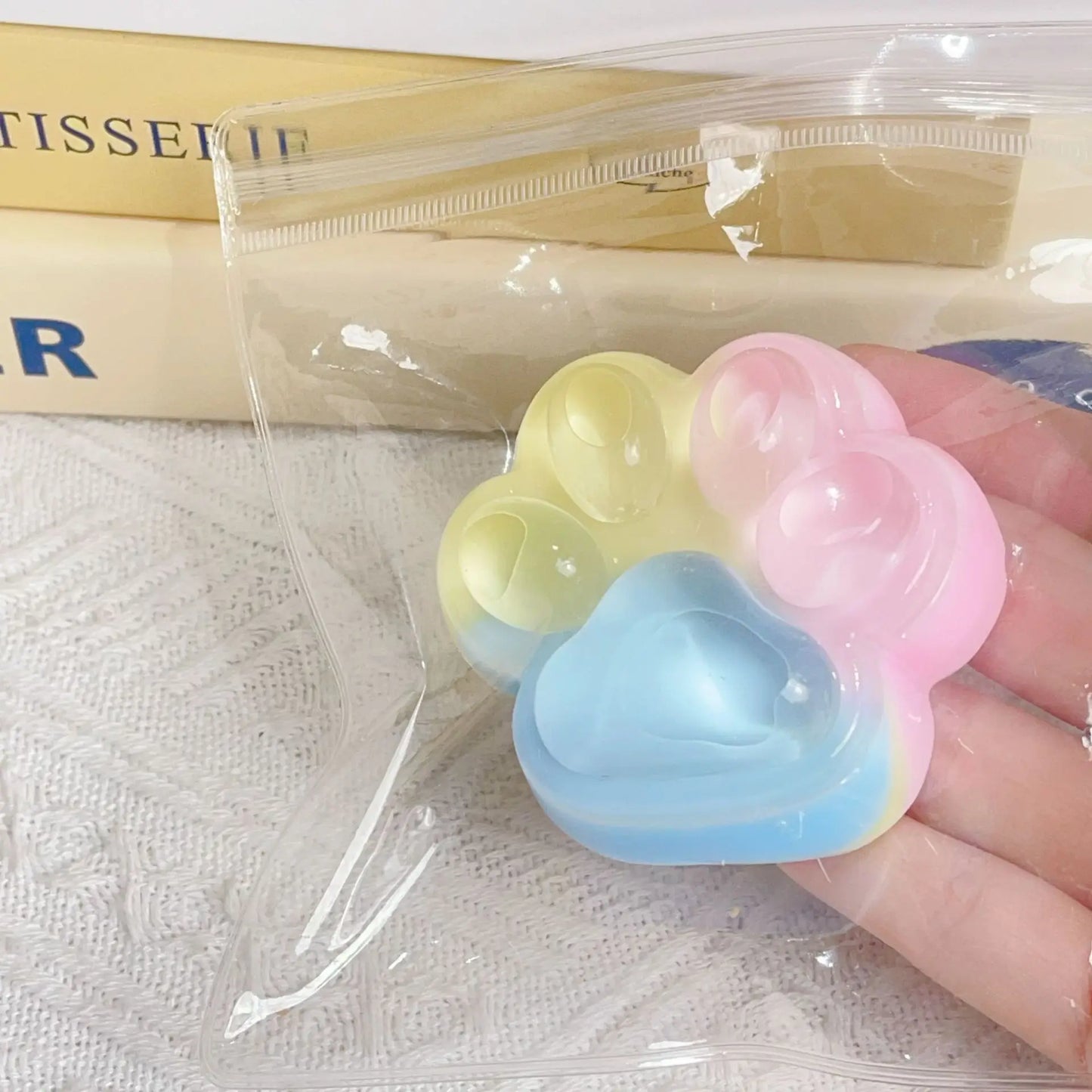 Taba Squishy Rainbow Cat Claw Squishy Fidget Toy Soft Cat Paw Slow Rebound Pinch Decompression Toys Adults Relief Squeeze Toys