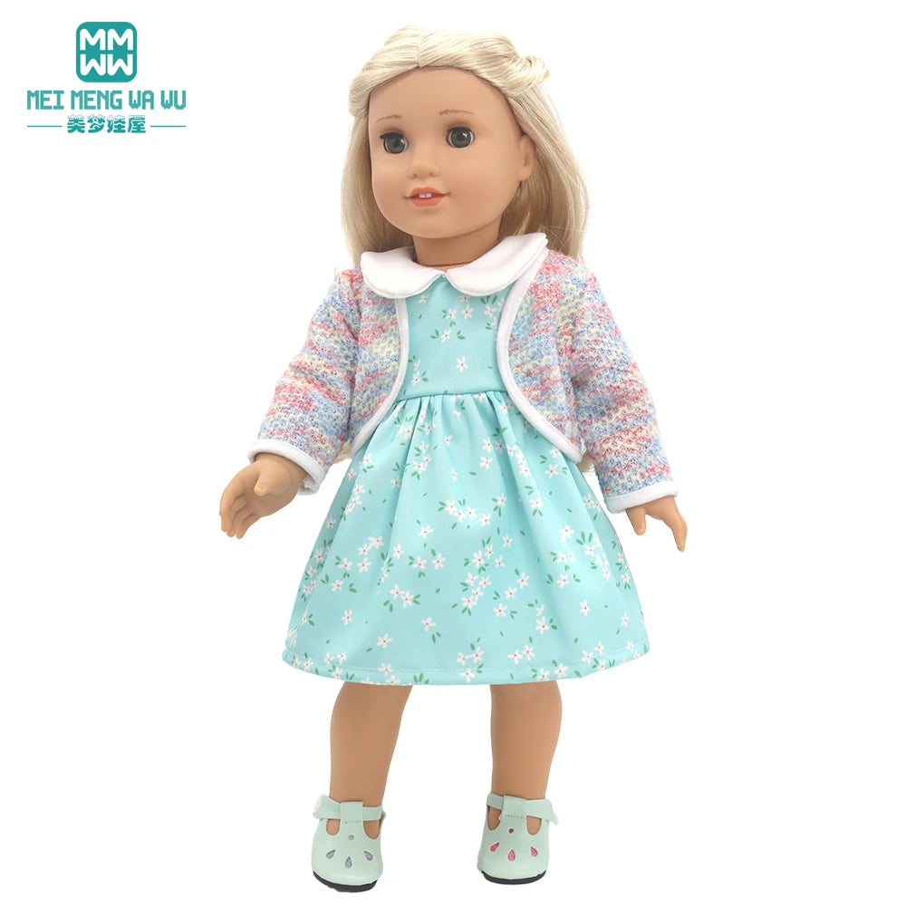 Fits 17-18inch American Doll and New Born Doll Clothes Fashion Dresses, Hooded Jumpsuit, Cardigan Strap Skirts Toys Gifts