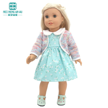Fits 17-18inch American Doll and New Born Doll Clothes Fashion Dresses, Hooded Jumpsuit, Cardigan Strap Skirts Toys Gifts