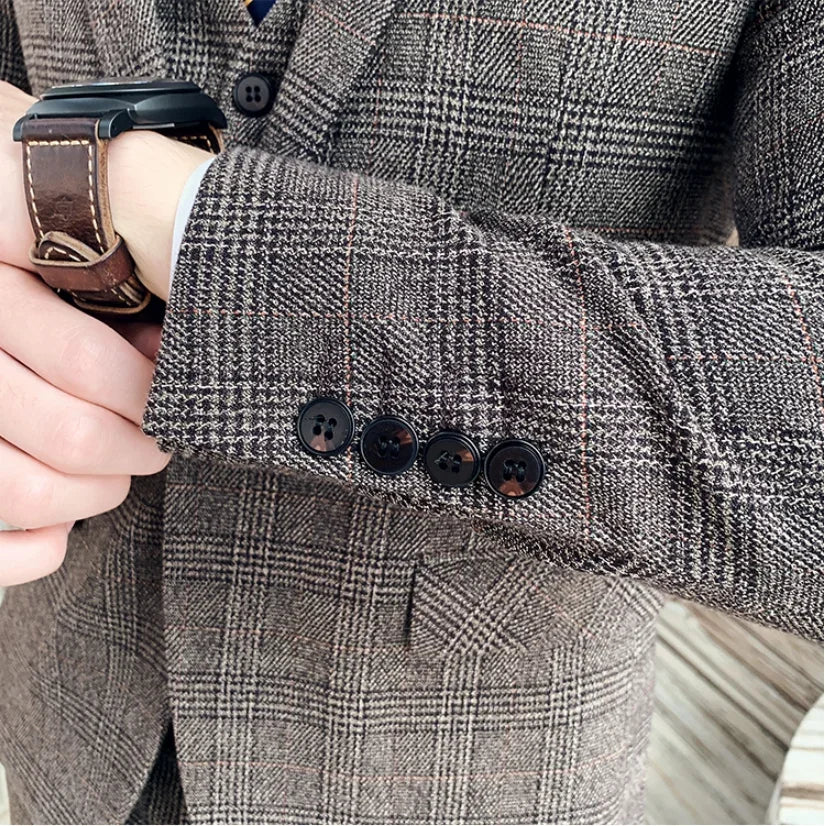 2026 Hemp（Blazer + Vest + Trousers）Suit Man Italian Style Elegant Fashion Business Cotton Linen Casual Slim Gentleman's Formal
