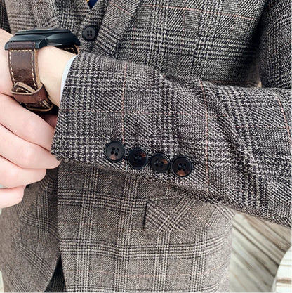 2026 Hemp（Blazer + Vest + Trousers）Suit Man Italian Style Elegant Fashion Business Cotton Linen Casual Slim Gentleman's Formal