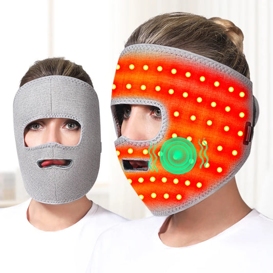 Electric Heated Facial Mask Red Light Facial Massager Relieves Facial Muscle Relaxation Hot Compress Anti-fatigue