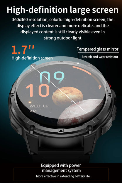 LIGE Smart Watch 2026 Gorąca Sprzedaż 1100mAh Wojskowy Wodoodporny Kompas Latarka LED Tryby Sportowe Męski Smartwatch Dla Android iOS
