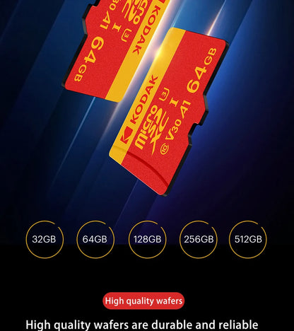 KODAK Micro SD Card U3 V30 128GB 256GB 64GB 4K High Speed TF Card for Phone Camera Drone