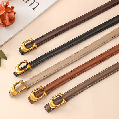 C-shaped Smooth Buckle Simple Women's Soft Durable Belt Fashion Women's Clothing Accessories Paired With Business Casual Belt