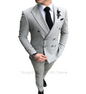 2 Pieces Luxury Men's Striped Wedding CasualTuxedo Men's British Slim Suit Men's Quality Business Social Club Suit Costume Homme