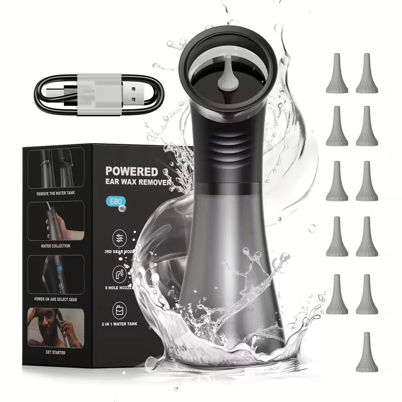 Upgraded Ear Wax Removal with One-Piece Waste Tank Safe Ear Cleaner with Water Temperature Sensor Waterproof Effective EarClean