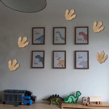 3Pcs Wooden Dinosaur Footprint Wall Stickers Dinosaur Foot Wall Stickers for Baby Room Wall Decor Dinosaur Wall Art Decorations