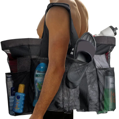 Extra Large Mesh Beach Bag with Multiple Pockets Outdoor Sprots Gym Swimming Storage Bag Travel Picnic Tote Bag